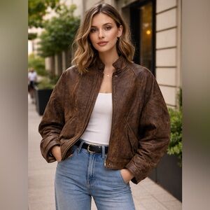 021 Vtg Danier 80s Brown Leather Jacket